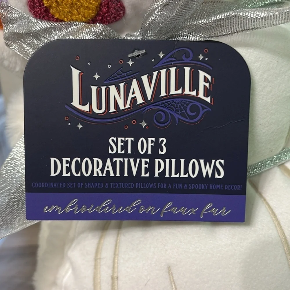 Lunaville MUSHROOM GHOSTS Halloween Pillow Set of 3 NEW